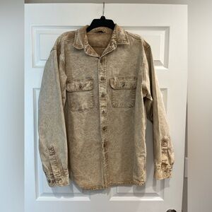 Vintage Carhartt Shirt Jacket Mens XL Vintage Tan Acid Wash Button Down Rare